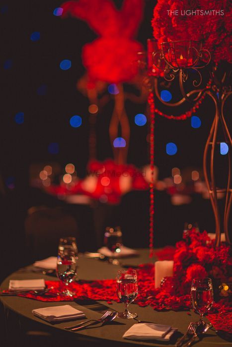 Photo of black and red table centerpieces for sangeet moulin rouge theme Red Table Centerpieces, Moulin Rouge Theme, Moulan Rouge, Moulin Rouge Movie, Music Centerpieces, Burlesque Party, Best Formal Dresses, Prom Themes, Thailand Wedding