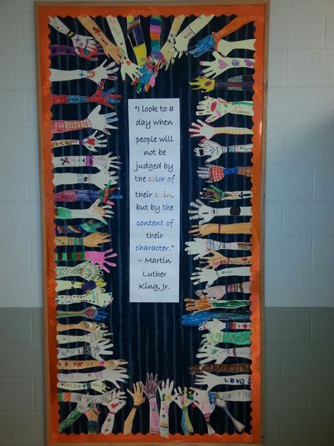 Diversity bulletin board for art-this is my first day of school activity and my… Diversity Bulletin Board, Harmony Day, School Doors, First Day Of School Activities, History Classroom, History Activities, Ecole Art, Door Decorations Classroom, Classroom Bulletin Boards