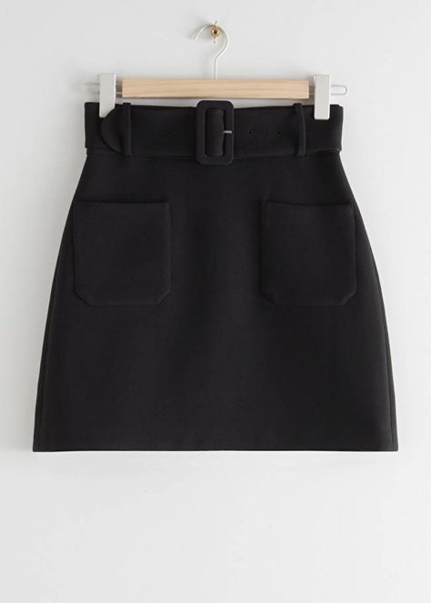 46 Cheap and Chic Wardrobe Staples to Buy This Spring | Who What Wear High Waisted Leather Skirt, Belted Skirt, Belted Mini Skirt, Womens Mini Skirts, Miniskirt Outfits, Work Skirts, Black Mini Skirt, Fashion Story, Pleated Mini Skirt