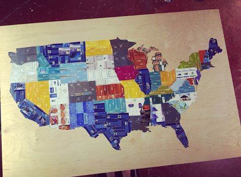 Map of the USA completely made out of hotel cards. Map Of The Usa, Hotel Key Cards, Hotel Card, Family Project, Usa Map, Cards Ideas, Be Happier, My Dad, Card Art