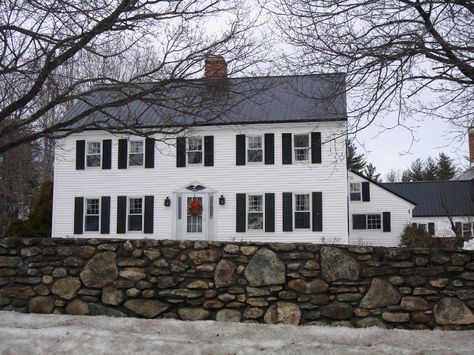 Colonial | Armor Metal Roofing Metal Shingle Roof, Black Metal Roof, Saltbox House, Colonial House Exteriors, White Colonial, Shingle Roof, Corrugated Metal Roof, Saltbox Houses, Fibreglass Roof