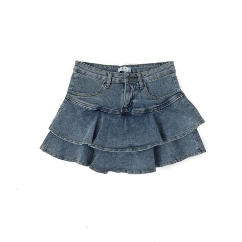 Spice Girls Denim Skirt Anti-Slip Double Denim Skirt Women's Stretch High-Waisted Slimming A-Line Mini Jeans Rock, Denim Skirt With Ruffles, Denim Skirt Png, Demim Skirt, Ruffle Jean Skirt, Denim Skirt Pleated, Ruffled Denim Skirt, Ruffle Denim Skirt, Mini Skirt Jeans