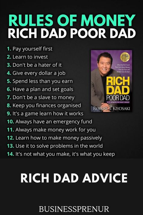 Rich Dad Poor Dad Lessons, Rich Father Poor Father, Rich Dad Poor Dad Summary, Rich Dad Poor Dad Quotes, Rich Father, Money Education, Financial Literacy Lessons, Improve Life, Money Lessons