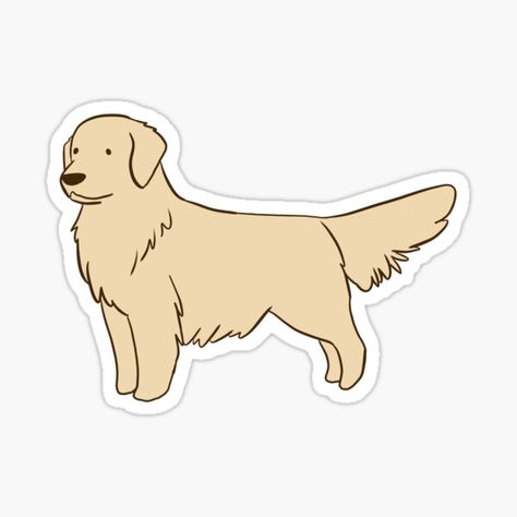 Golden Retriever Stickers for Sale | Redbubble Black Cat X Golden Retriever, Golden Retriever Cartoon, Golden Retriever Illustration, Golden Retriever Drawing, Perros Golden Retriever, Cute Golden Retriever, Golden Retriever Art, 골든 리트리버, Dog Party