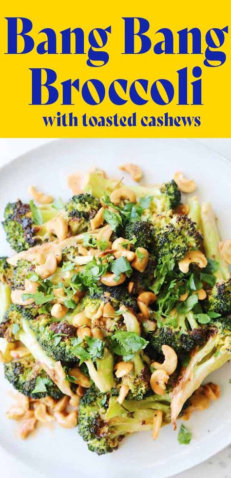 This bang bang broccoli is the ultimate side vegetarian dish. It's creamy, crunchy, spicy and SO GOOD! And if you switch out the mayo for nonfat Greek yogurt, it can even be healthy! It pairs perfectly with grilled meats and plenty of Asian inspired dishes! Thai Recipes Side Dish, Weeknight Dinner Inspiration, Keto Chinese Side Dishes, Low Carb Asian Side Dishes, Vegetarian Dinner Asian, Thai Broccoli Side Dish, Asian Inspired Vegetable Sides, Asian Veggie Side Dish, Asian Bbq Side Dishes