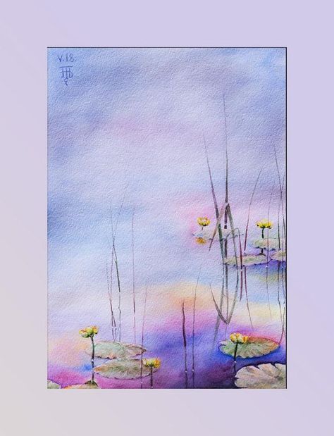 Water Lilies Painting Original Watercolor Wall Fine Art Floral Water Lilies Painting, Watercolor Art Landscape, Watercolor Art Paintings, Watercolor Water, Watercolour Inspiration, Watercolor Painting Techniques, 수채화 그림, Watercolor Wall, Watercolor Landscape Paintings