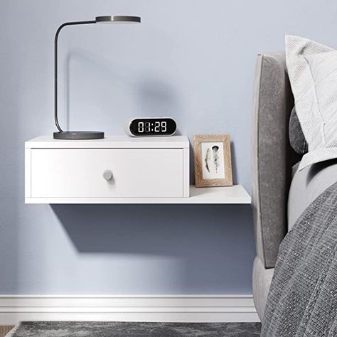 Amazon.com: Floating Nightstand White Nightstand, Wall Mounted Nightstand with Drawer, Small Nightstand Wood Night Stand with Storage, Modern Nightstands for Bedroom, Living Room, Set of 1, White : Home & Kitchen Bedside Wall Shelf, Bedside Table Floating, Mounted Bedside Table, Wall Mounted Nightstand, Nightstand Wall, Mounted Nightstand, Wall Mounted Bedside Table, Wood Night Stand, Hallway Vintage