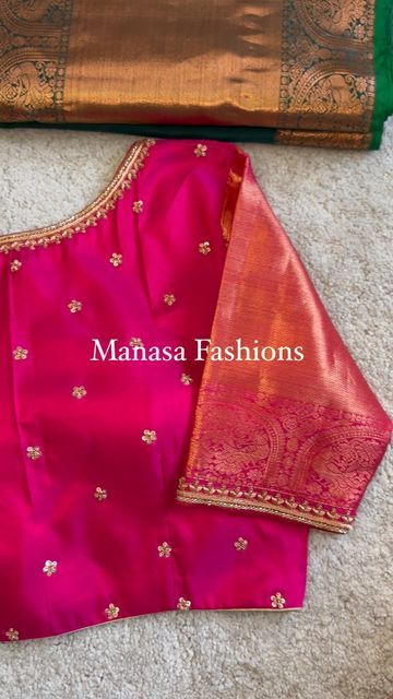 Simple Gold Work Blouse Designs, Simple Boat Neck Maggam Work Blouses, Simple Silk Blouse Designs, Blouse Simple Work Designs, Simple Pattu Blouse Designs, Pink Maggam Work Blouse Designs, Simple Blouse Designs Back Neck, Simple Work Blouses, Simple Work Blouse Designs Latest