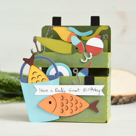 Lori Whitlock, Fishing Cards, Sweet Paper, Make Your Own Card, Fishing Diy, Fishing Tackle Box, 3d Craft, Fishing Birthday, Anniversary Funny