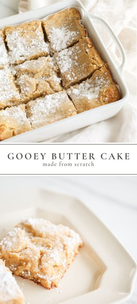 Gooey Butter Cake Recipe, Butter Cake Bars, Gooey Cake, Dessert From Scratch, Gooey Butter, Family Desserts, Gooey Butter Cake, Butter Cake Recipe, Cake Recipes From Scratch