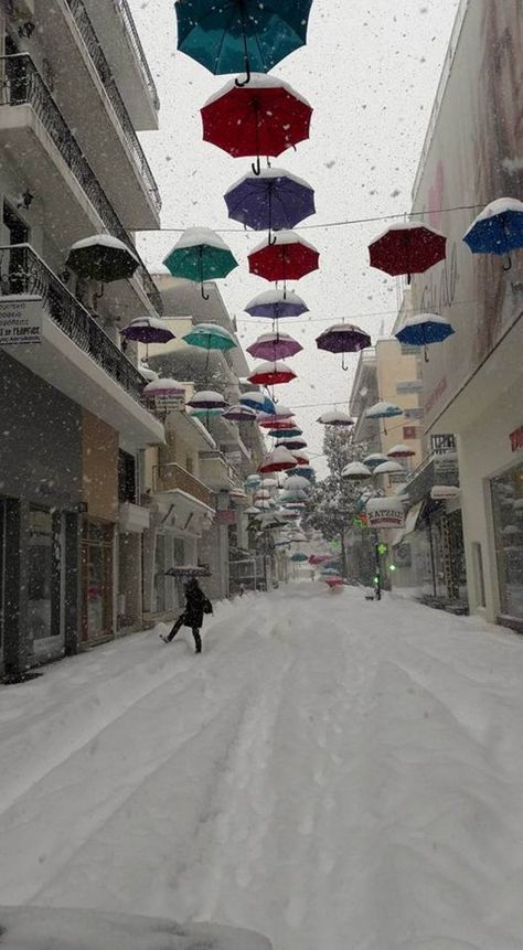 Snow in Trikala town, Trikala Prefecture, Thessaly, Greece Snow In Greece, Athens Aesthetic, Athens, Greece, Quick Saves