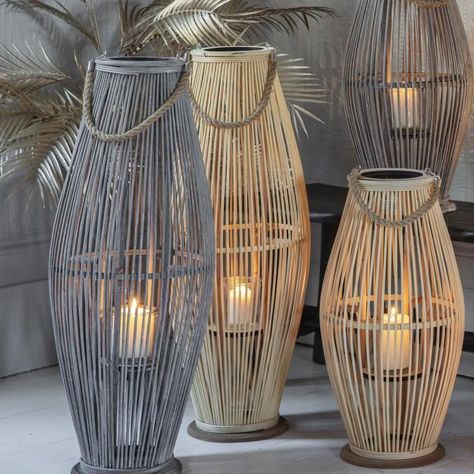 15 rattan garden furniture styles to elevate your outdoor space Rattan Lantern, Opulent Interiors, Rattan Garden Furniture, Glass Cylinder, Grey Wash, Lantern Candle Holders, Furniture Styles, Candle Lanterns, Coastal Style