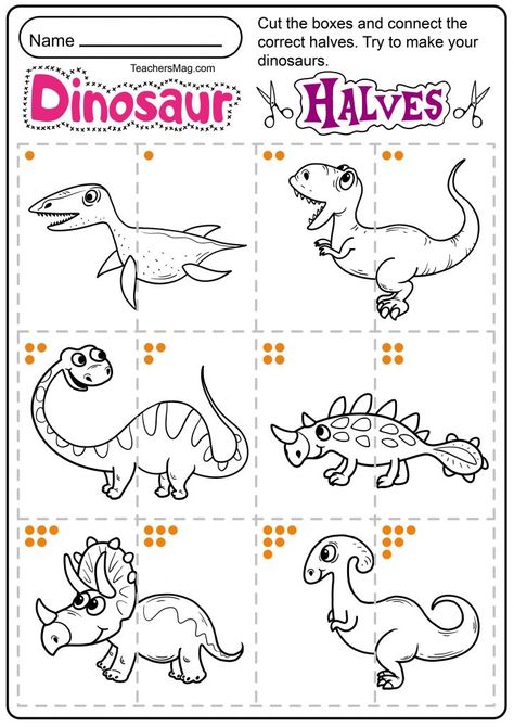 Free Printable Dinosaur Worksheets | TeachersMag.com Dinosaurs Kindergarten, Dinosaur Worksheets, Dinosaur Theme Preschool, Dinosaur Activities Preschool, Preschool Pictures, Pre K Worksheets, Dinosaurs Preschool, Dinosaur Printables, Free Preschool Worksheets