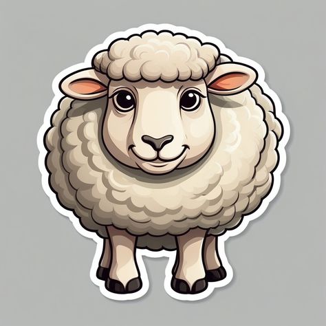 Cute Sheep Sticker with front view, happy face Sheep Sticker, Black Colour Background, Colour Background, Cute Sheep, Animal Stickers, Happy Face, Black Colour, Front View, Sheep