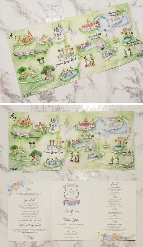 disney wedding invitation Disney Invitations Wedding, Dnd Pets, Disney Map, Disney Wedding Invitations, Disney Watercolor, Map Invitation, Beach Invitations, Shower Activities, Map Ideas