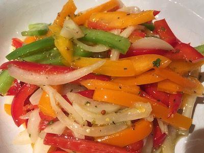 Onions And Peppers Sauteed, Salad Recipes With Bell Peppers, Tri Color Bell Pepper Recipes, Banana Pepper Recipes, Chicken Salad Bell Pepper Boats, Pepper Salad Recipes Bell, Healthy Pepper Steak Recipe, Recipes With Banana Peppers, Green Pepper Recipes