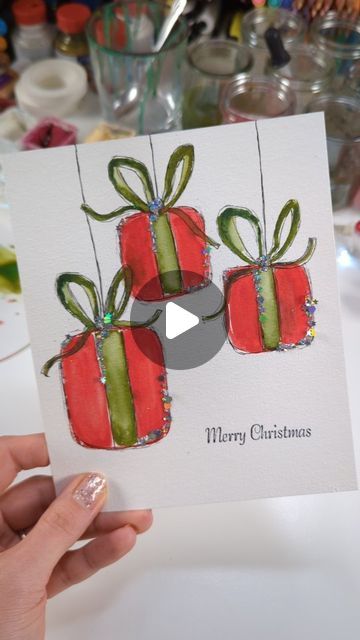 Christmas Cards Painting Ideas, Quick Watercolor Christmas Cards, Paint Your Own Christmas Cards, Cute Christmas Watercolor Cards, Easy Water Coloring Art, Watercolor Christmas Tags Diy, Watercolor Christmas Cards Tutorial How To Paint, Easy Diy Christmas Cards Simple, Watercolor Christmas Cards Ideas Simple Tutorial