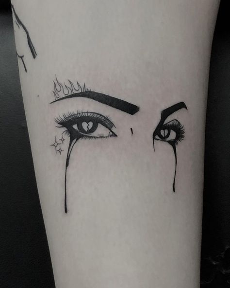 Eye Tattoo Anime, Gf Eyes Tattoo, Anime Eyes Tattoo Ideas, Anime Eye Tattoo, Eye Tattoo Sketch, Two Eyes Tattoo, Anime Eyes Tattoo, Eye Lash Tattoo, Dbz Tattoo