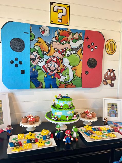 Cake Backdrops, Mario Nintendo, 8th Birthday, Party Cakes, Nintendo Switch, Nintendo, Birthday Cake, Electronic Products, Cake