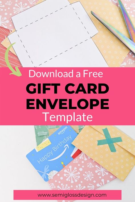 Download a free printable gift card holder template. It's so easy to make your own DIY gift card envelopes when you give gift cards as gifts! #semiglossdesign #giftcard #printabletemplate #giftcardenvelope Free Gift Card Holder, Gift Card Envelope Template, Card Holder Template, Gift Card Holder Template, Gift Card Holder Diy, Gift Card Template, Gift Card Envelope, Free Printable Gifts, Printable Gift Cards