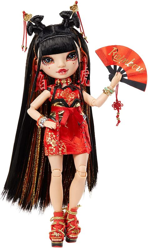 AmazonSmile: Rainbow High Chinese New Year Collector Doll (11-inch)- 2022 Year of The Tiger Lily Cheng with Multicolored Rainbow Hair, 2 Gorgeous Outfits to Mix & Match and Premium Doll Accessories, Multicolor : Toys & Games Rainbow High Lily Cheng, Rainbow Fashion, China Dolls, Year Of The Tiger, Rainbow High, Doll Stands, Chinese Clothing, New Dolls, Tiger Lily