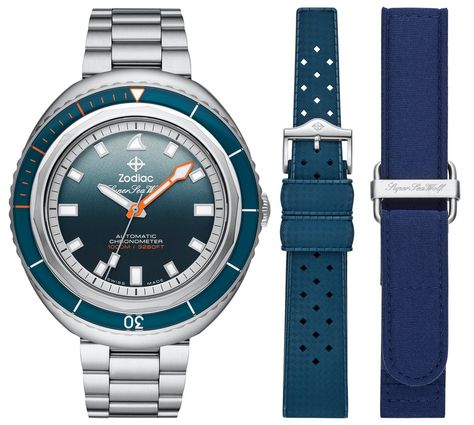 Zodiac Watch Super Sea Wolf 68 Andy Mann Limited Edition #add-content #bezel-unidirectional #bracelet-strap-steel #brand-zodiac #case-depth-16mm #case-material-steel #case-width-45mm #cosc-yes #delivery-timescale-call-us #dial-colour-green #gender-mens #limited-edition-yes #luxury #movement-automatic #new-product-yes #official-stockist-for-zodiac-watches #packaging-zodiac-watch-packaging #sale-item-no # Wolf Zodiac, Sea Wolf, Zodiac Watches, Design Innovation, Free Bracelet, Rubber Bands, Metal Bracelets, Minerals Crystals, Watch Collection