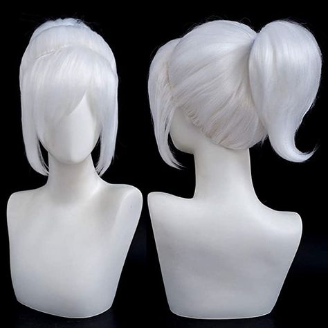 Amazon.com : SL White Cosplay Wig with Ponytail for That Sky 18 Styles Short Cute Harajuku Hair Wig for Halloween Party with Cap : Beauty & Personal Care Wig With Ponytail, White Cosplay Wig, Harajuku Hair, Wig Ponytail, White Wig, Ponytail Wig, Cosplay Hair, Short Hair Wigs, Cosplay Wig