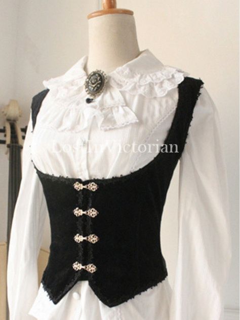 Waistcoat Outfit, Vest Outfits For Women, Waistcoat Woman, Corset Vest, Robes Vintage, Gothic Clothes, Victorian Clothing, Black Vest, Mein Style