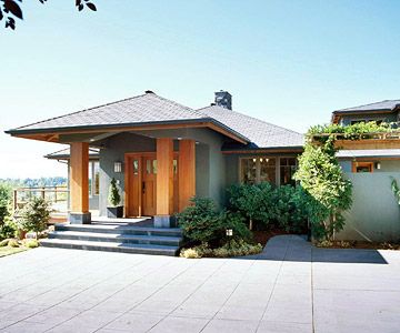 Stucco Makeover, Exterior Stucco, Curb Appeal Ideas, Before And After Home, Stucco Siding, Ranch House Exterior, Wooden Columns, Exterior House Remodel, Siding Options