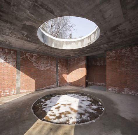 Semi-open-air meditation space, light, and interfaces compose the constancy and constancy;. Image © Weiqi Jin Transitional Entryway, Transitional Lighting Fixtures, Brick Material, Transitional Exterior, Transitional Chandelier, Transitional Lighting, Lighting Chandelier, Transitional Bedroom, Transitional Living