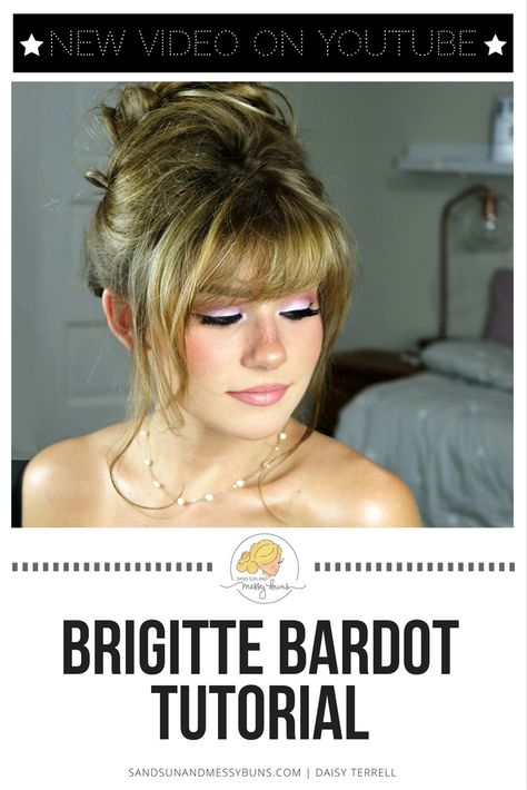 Brigitte Bardot makeup & hair look! Perfection! #brigittebardot #brigittebardothair #brigittebardotmakeup #youtubers Bridgitte Bardot Hair, Bardot Updo, Brigitte Bardot Makeup, Bridget Bardot Hair, Bardot Makeup, Brigitte Bardot Hair, Bardot Hair, Hair Updos Tutorials, Bridget Bardot