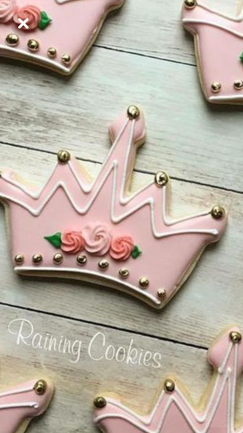 Baby Shower Cupcakes For Girls, Crown Cookies, Ideas Cupcakes, Shabby Chic Birthday, Princess Cookies, Chic Birthday, Ideas Baby Shower, Girl Cupcakes, Baby Shower Girl