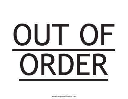 Download this printable out of order sign to inform customers, employees or colleagues that a piece of equipment is temporarily not working. Out Of Order Sign Funny, Out Of Order Sign, Sale Sign, Bus House, Out Of Order, Foto Shoot, Free Sign, For Sale Sign, Printable Signs