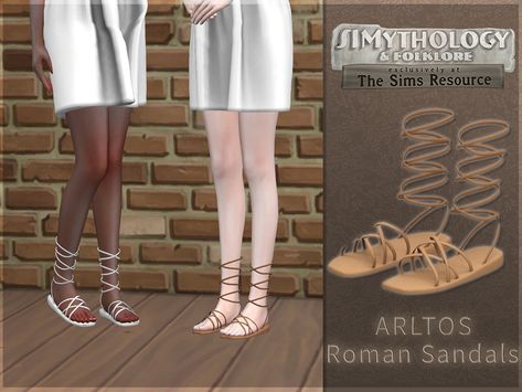 The Sims Resource - SIMYTHOLOGY Roman sandals Female Sims 4 Greece Cc, Sims 4 Cc Greek Gods, Sims 4 Roman Cc, Roman Hair, Roman Clothes, Sims 4 Decades Challenge, Sims 4 Cheats, Sims 4 Tsr, Long Leather Boots