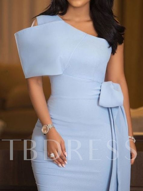 Blue Dress Elegant, Serwaa Amihere, Christmas Dress Women, Light Blue Dress, Women Bodycon Dress, Light Blue Dresses, Dresses One Shoulder, Classy Dress Outfits, Bodycon Dresses