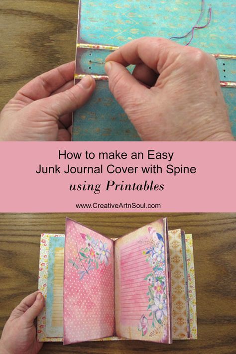 Learn just how easy it is to use printables to make a junk journal cover with a spine. Diy Junk Journal Pages, How To Make A Junk Journal Cover, How To Make A Journal Cover, Diy Journal Cover, Junk Journal Cover Ideas, Easy Junk Journal, Mom Hobbies, Journal Covers Diy, Junque Journal