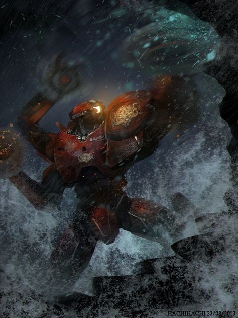 Crimson Typhoon of Pacific Rim art by Delant Pacific Rim Art, Crimson Typhoon, Big Robot, Giant Monster Movies, Pacific Rim Jaeger, Lion Wallpaper, Arte Robot, Giant Monsters, Kaiju Monsters