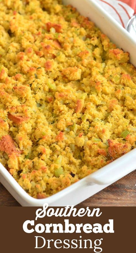 Homemade Cornbread Dressing. The best cornbread dressing is made from scratch with homemade cornbread and classic combination of onion, celery, and sage. #sidedish #cornbread #dressing #stuffing #homemade Stuffing Homemade, Best Cornbread Dressing, Easy Mexican Cornbread, Soul Food Cornbread Dressing, Homemade Cornbread Dressing, Dressing Stuffing, The Best Cornbread, Best Cornbread, Cornbread Stuffing Recipes