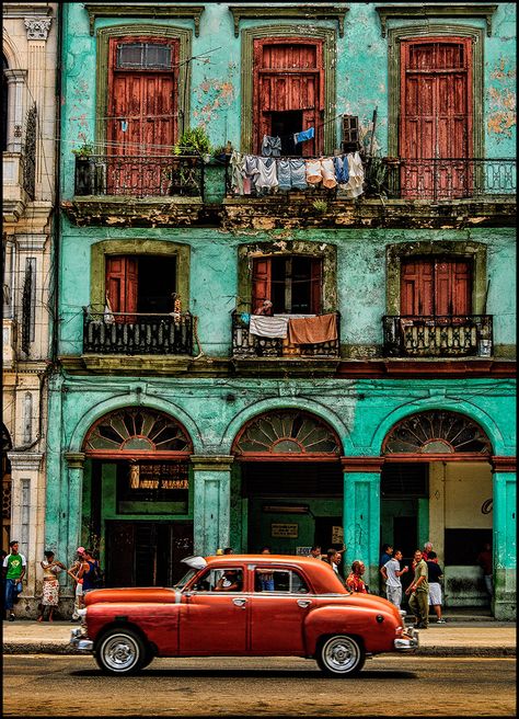 Early Morning Havana, Cuba (by John Galbreath)  Join us! www.canyoncalling.com Cuba Art, Cuba Havana, Havana Nights, Cuba Travel, Varadero, Havana Cuba, Destination Voyage, Red Car, Dream Destinations