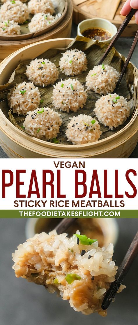 Rice Meatballs, Chinese Sticky Rice, Meatballs And Rice, Dim Sum Recipes, Vegan Chinese, Vegan Rice, Mapo Tofu, Vegan Asian, Asian Foods