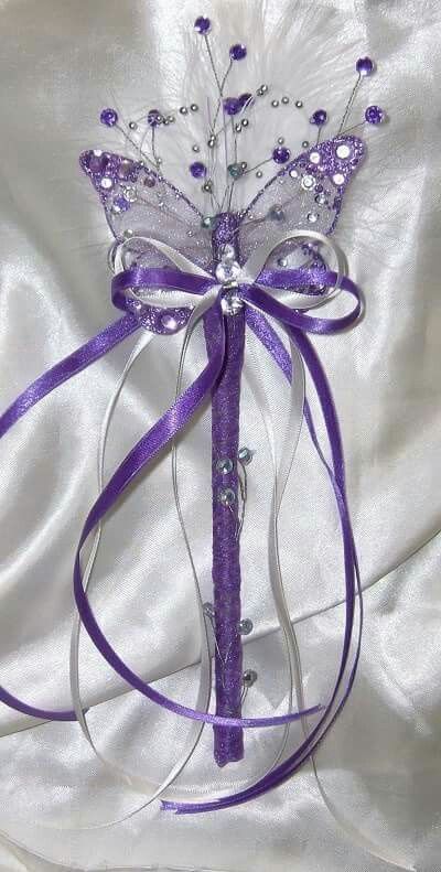 Butterfly for a bridesmaid Princess Home, Butterfly Wedding Theme, Flower Girl Wand, Wedding Wands, Fairy Wands, Butterfly Wedding, Butterfly Theme, Wedding Flower Girl, All Things Purple