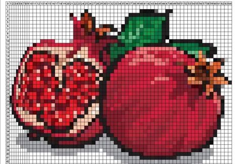 Pomegranate Cross Stitch Pattern, Pomegranate Cross Stitch, Harry Styles Drawing, Cross Stitch Fruit, Cross Stitch Border Pattern, Tapestry Crochet Patterns, Cross Stitch Bookmarks, Crochet Doily Patterns, Crochet Tapestry