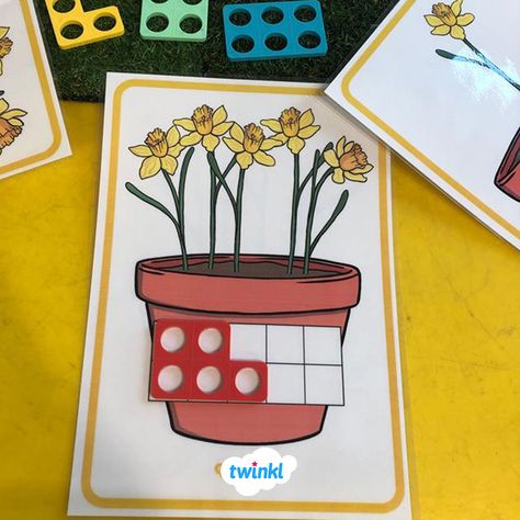 Growing Topic Eyfs, Eyfs Plants And Growing, Planting And Growing Eyfs Activities, Spring Activities Eyfs, Flowers Eyfs, Growing Eyfs, Flowers Activity, Numicon Activities, Flower Math