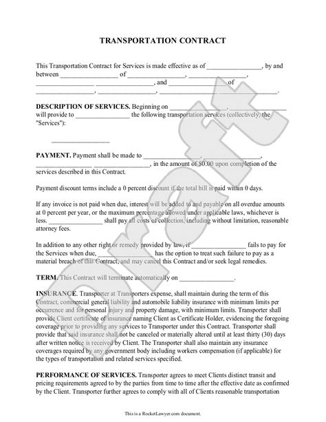 Sample Transportation Contract Form Template Roofing Contract, Contractor Contract, Payment Agreement, Cleaning Contracts, Construction Contract, Car Payment, Towing Service, Contract Agreement, Document Sign