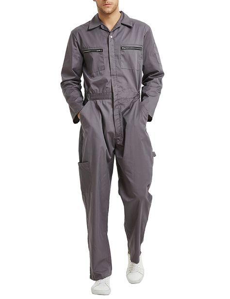 TOPTIE Men's Action Back Coverall with Zipper Pockets, Mechanic Uniform Mechanic Outfit Men, Coveralls Outfit, Mechanic Outfit, Mechanic Fashion, Mechanic Uniform, Mechanics Uniform, Coveralls Workwear, Mechanic Clothes, Insulated Coveralls