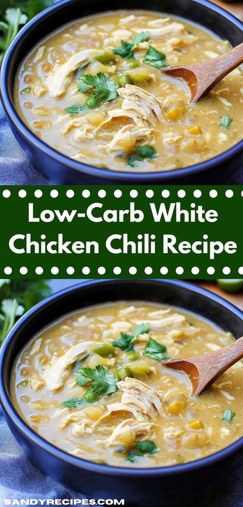 Searching for low carb recipes for dinner? This Low-Carb White Chicken Chili is perfect! An easy chili recipe that’s great for healthy chicken recipes and low carb dinner ideas for the family. Low Carb Recipes For Dinner, Low Carb Dinner Ideas, White Chicken Chili Recipe, White Chili, White Chili Chicken Recipe, Chili Recipe Easy, Chicken Chili Recipe, White Chicken Chili, White Chicken