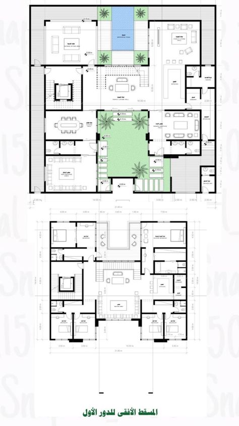 Luxury House Floor Plans, House Structure Design, House Structure, Casa Clean, Courtyard House Plans, Modern Villa Design, Plans House, Architectural Floor Plans, Villa Plan