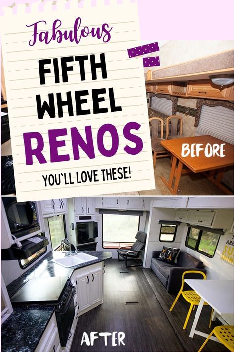 5 Wheel Camper Remodel, Small Fifth Wheel Remodel, Fifth Wheel Makeover, Fifth Wheel Bedroom Ideas, Rv Fifth Wheel Makeover, Old Fifth Wheel Remodel, Renovated Fifth Wheel Camper, Diy Travel Trailer Remodel, Fifth Wheel Remodel Ideas