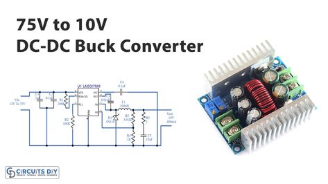 75V to 10V DC-DC Buck Converter Circuit Buck Converter Circuit, Dc To Dc Converter Circuit Diagram, Electrical Circuit, Electrical Circuit Diagram, Dc Dc Converter, Audio Amplifiers, Solar Charger, Circuit Diagram, High Voltage