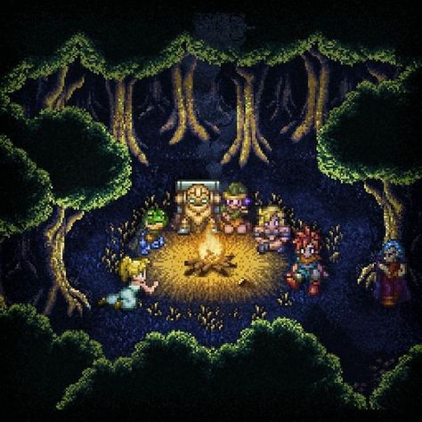 Camping Video, Chrono Cross, Shovel Knight, Chrono Trigger, Retro Gaming Art, Arte 8 Bits, Anime Pixel Art, Game Concept Art, Graphic Wallpaper